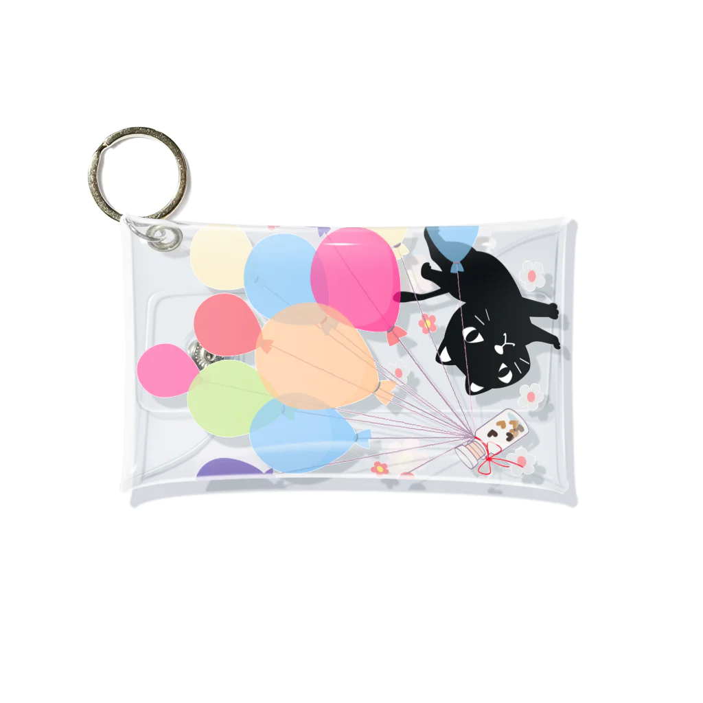 イラスト MONYAAT のくろねこの風船の種*A Mini Clear Multipurpose Case