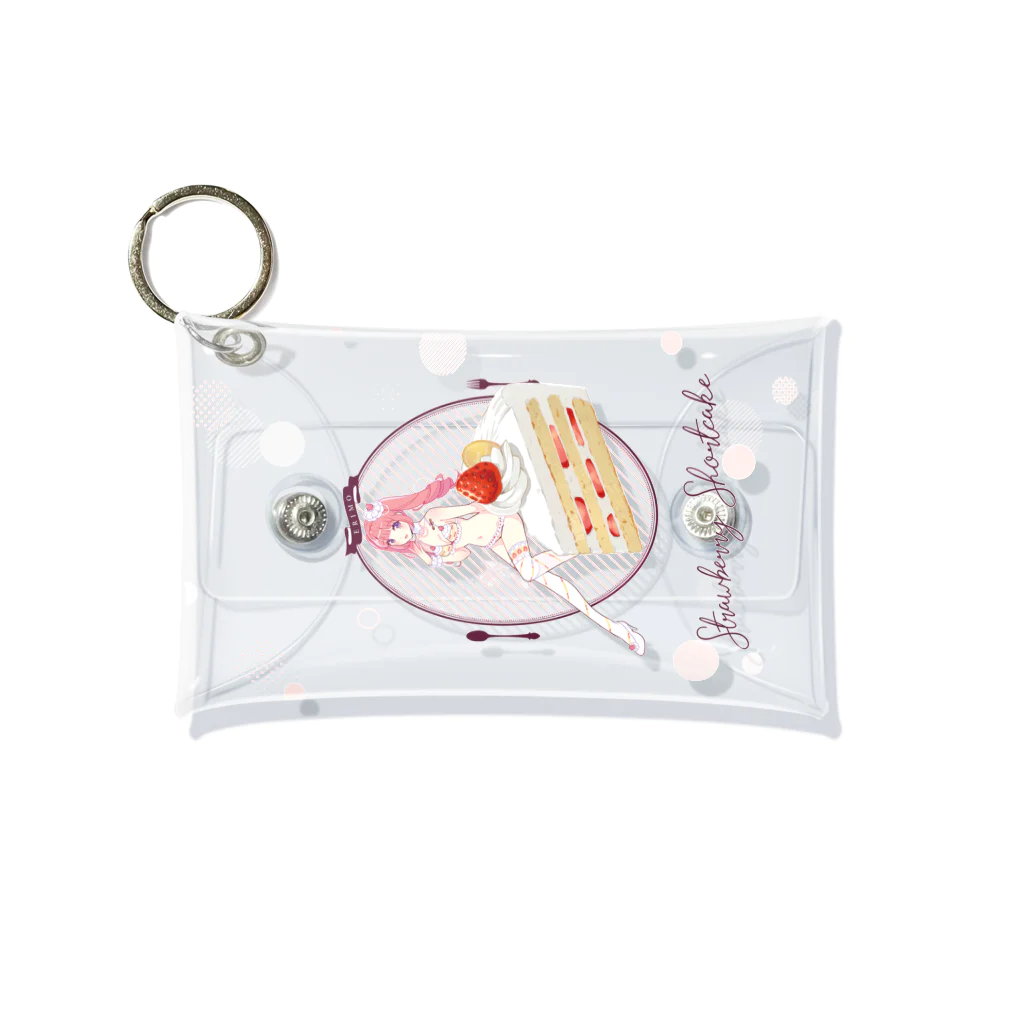 ERIMO–WORKSのSweets Lingerie mini clear multi case "Strawberry short cake"  Mini Clear Multipurpose Case