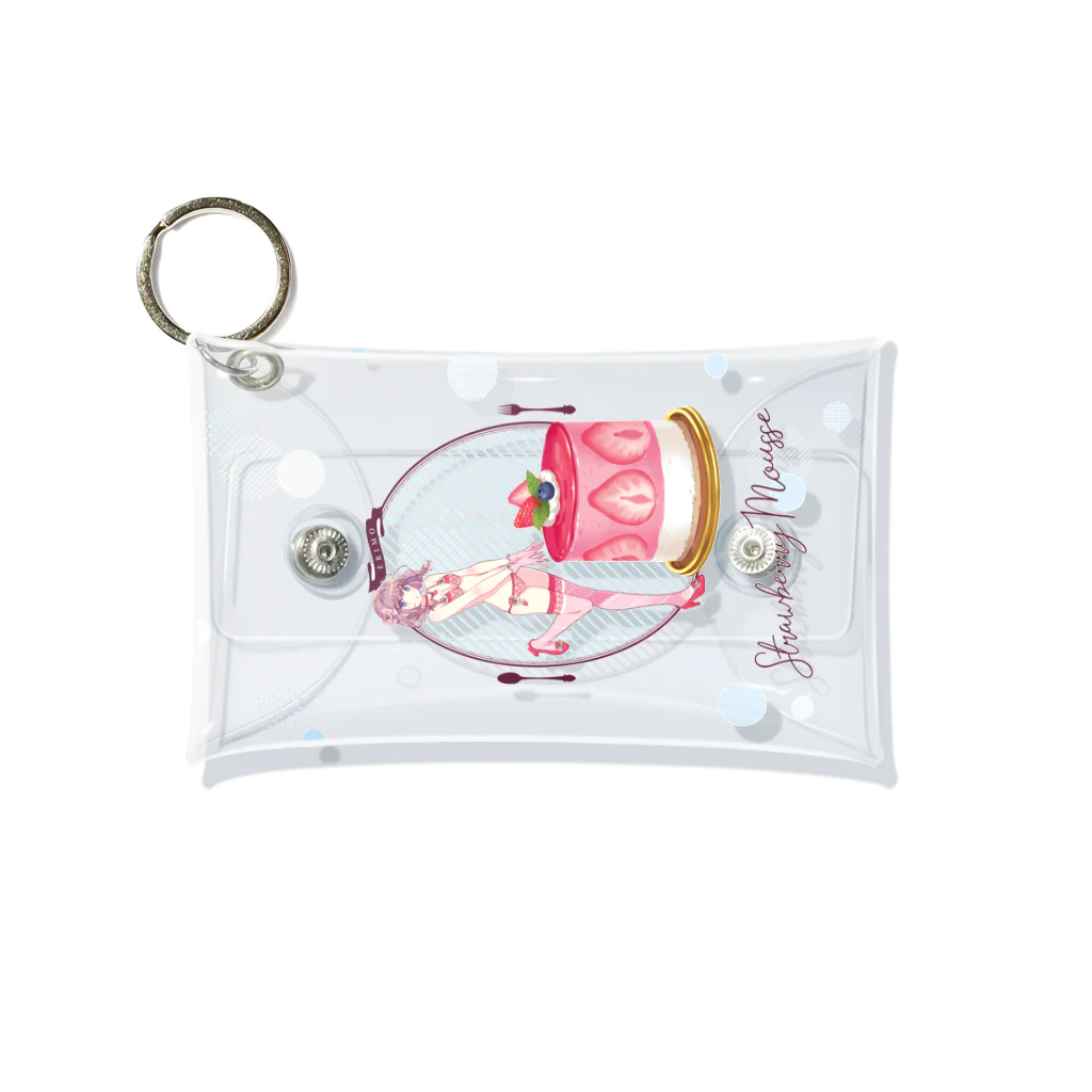 ERIMO–WORKSのSweets Lingerie mini clear multi case "Strawberry Mousse"  Mini Clear Multipurpose Case