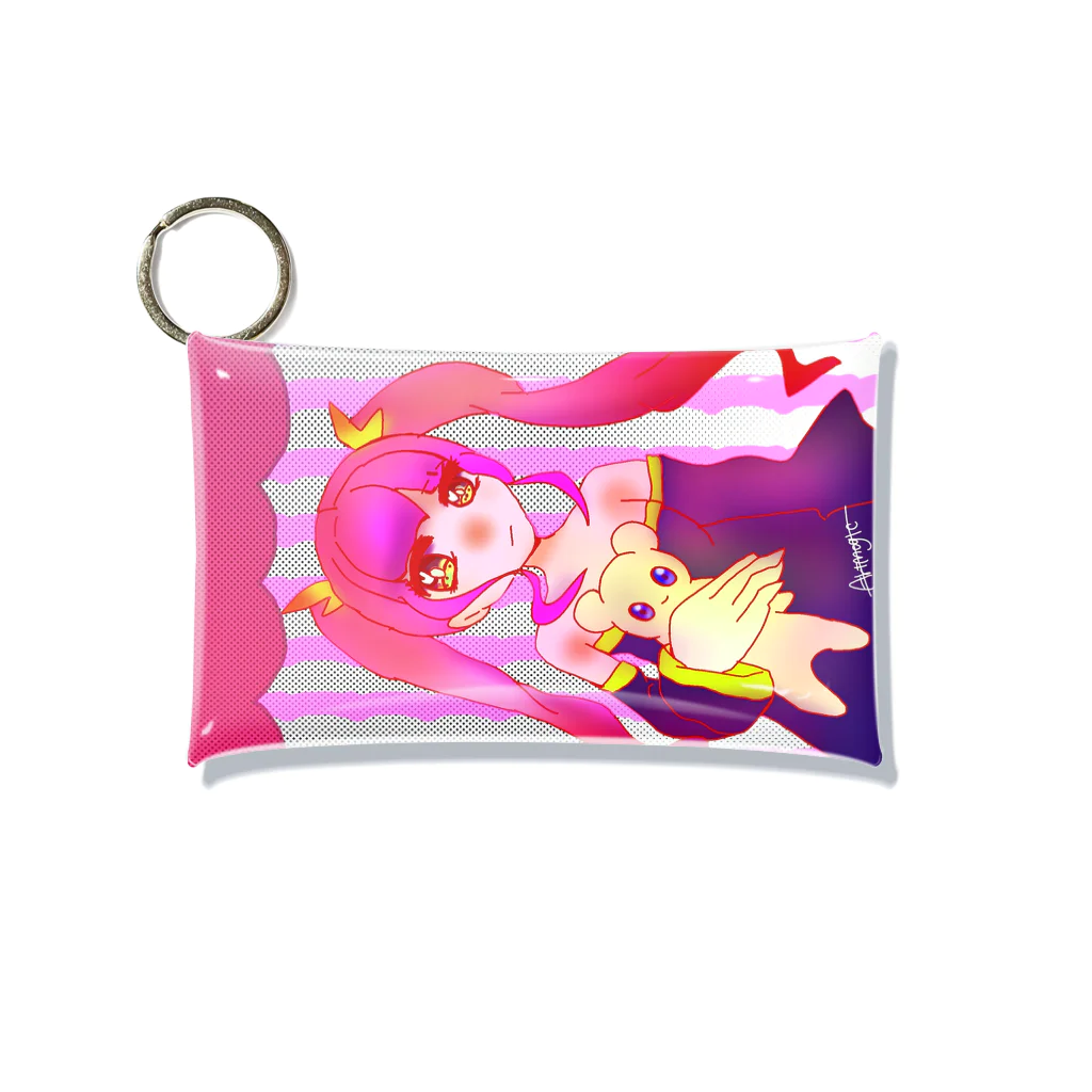Art☆Magicのぬいぐるみを抱えたピンクちゃん Mini Clear Multipurpose Case