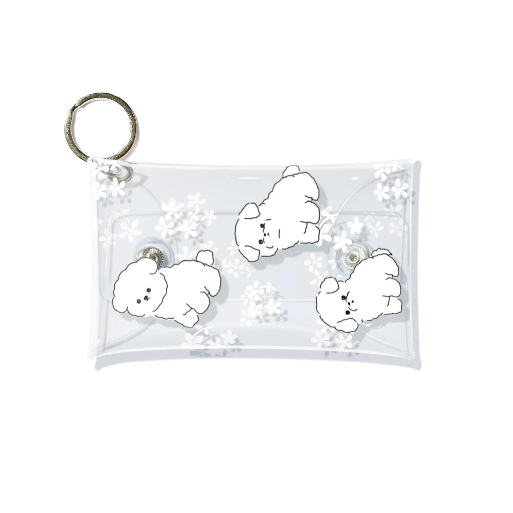 POPO の白もふわんちゃんミニケース Mini Clear Multipurpose Case