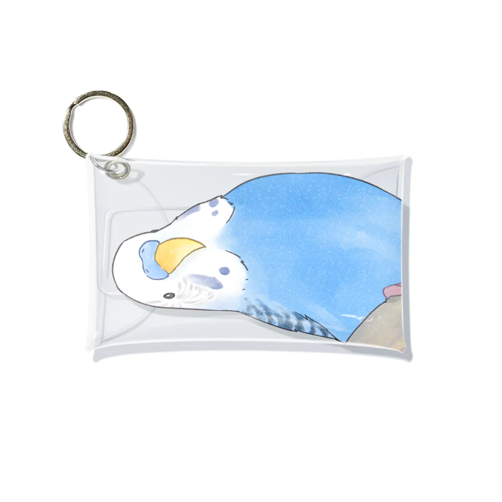 まめるりはことりのセキセイインコちゃんと止まり木【まめるりはことり】 Mini Clear Multipurpose Case