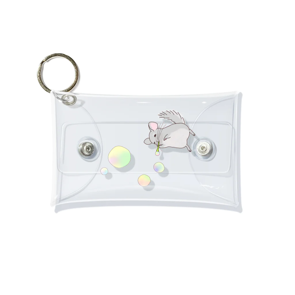 ぴーちゃん(*´꒳`*)のシャボン玉で遊ぶチンチラ Mini Clear Multipurpose Case