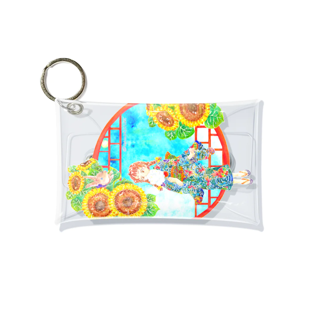 星架月の「窓際の夏」昼・向日葵縁・浴衣の女の子 Mini Clear Multipurpose Case