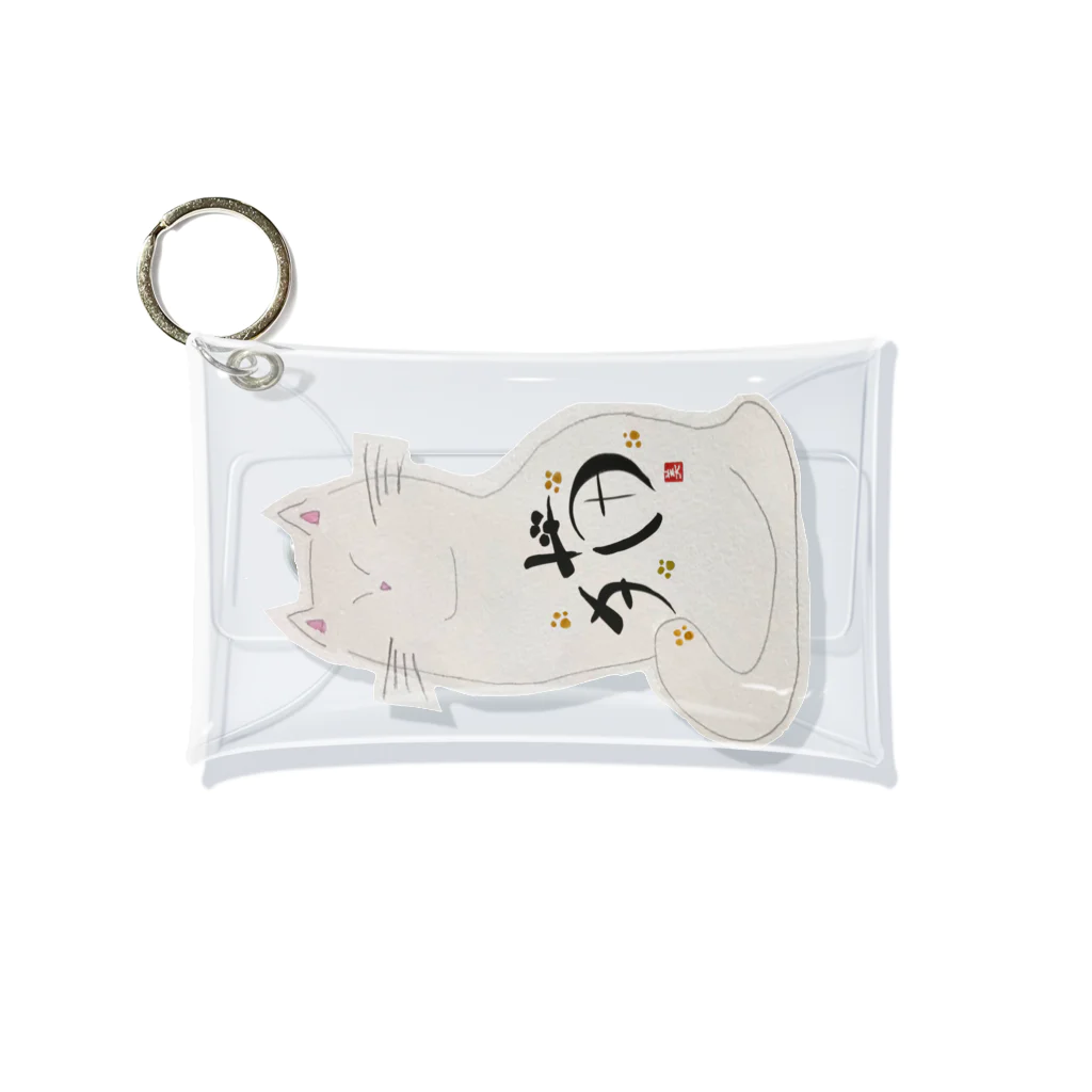 vishowの祈る　しろねこ Mini Clear Multipurpose Case