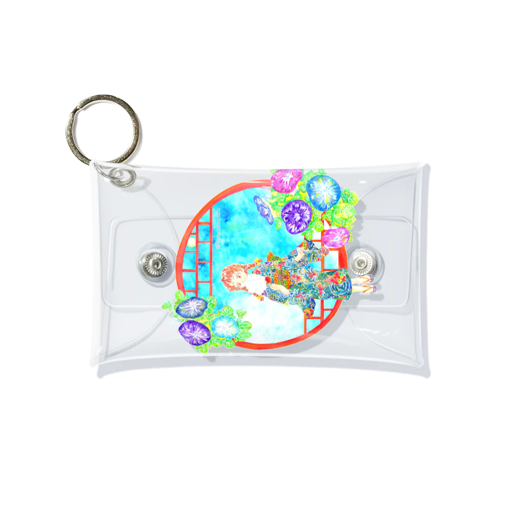 星架月の「窓際の夏」青空・朝顔縁・浴衣の女の子 Mini Clear Multipurpose Case