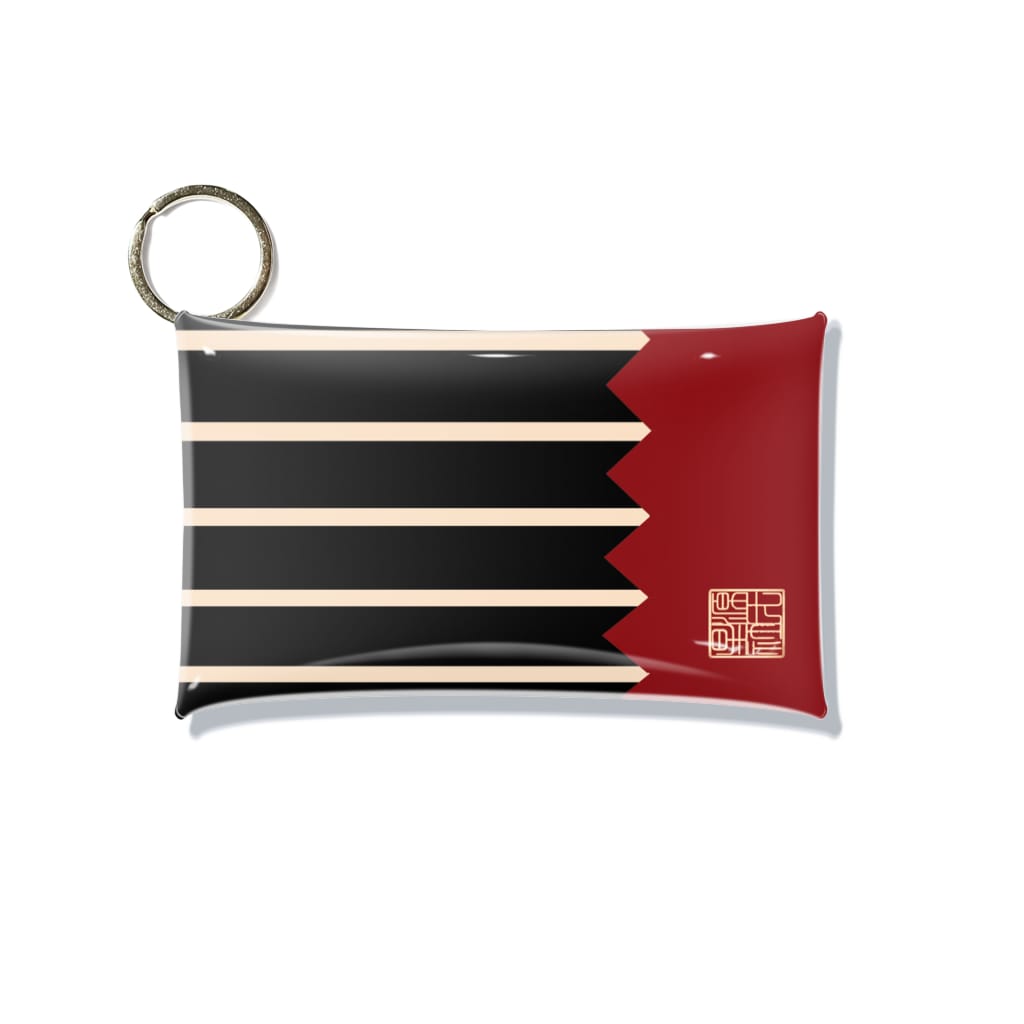 Rigelの黒羅紗地裾緋羅紗 山形文様陣羽織柄 Mini Clear Multipurpose Case