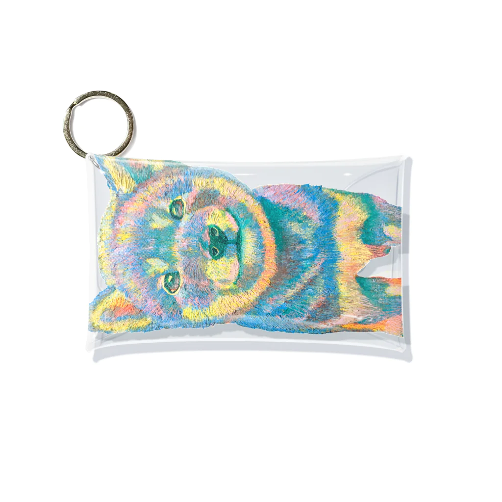 chaCo life with color&natureの油絵カラフル黒シバっ子 Mini Clear Multipurpose Case