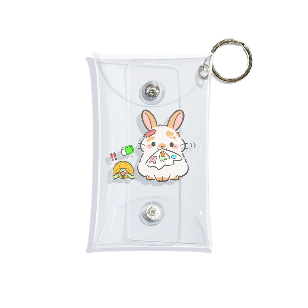 maruruのうさぎとかめ　紙食べてる Mini Clear Multipurpose Case