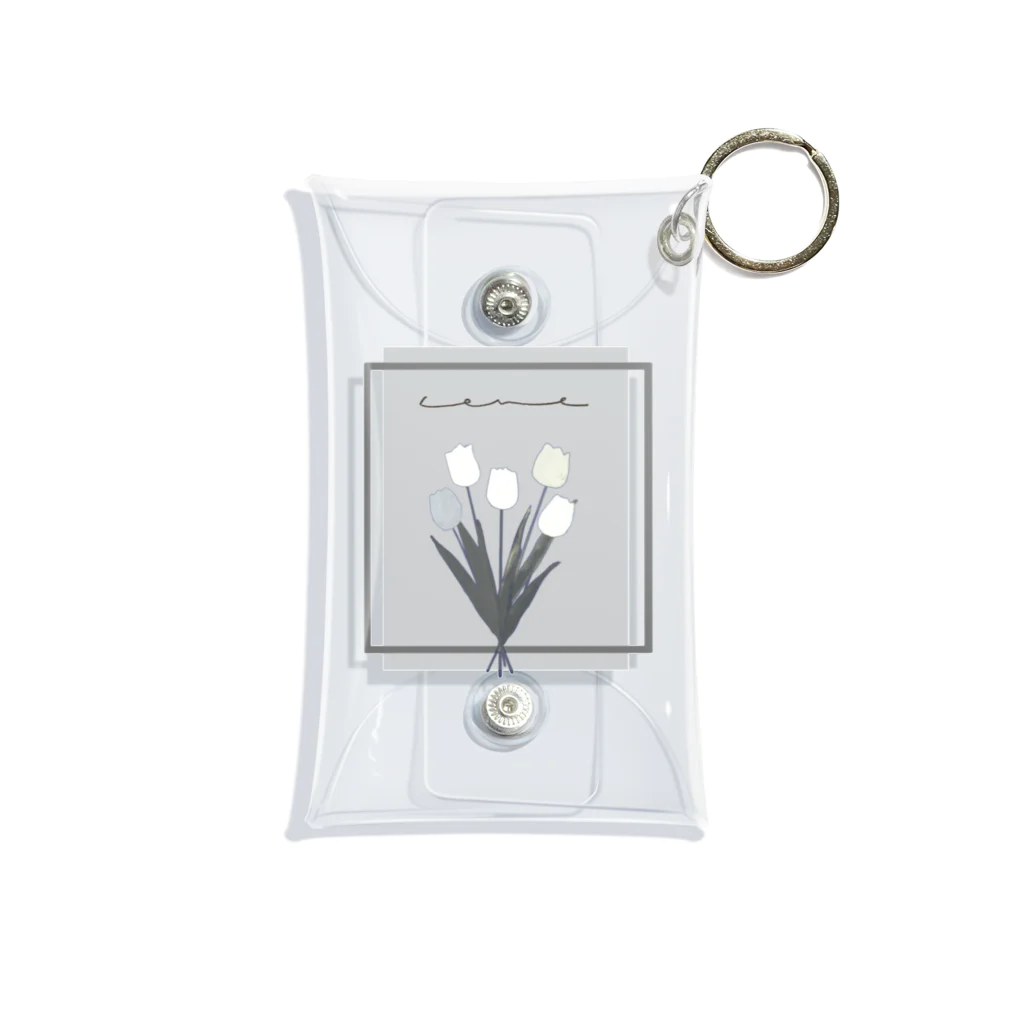 rilybiiのgrayish color × white × charcoal ×  tulip bouquet Mini Clear Multipurpose Case