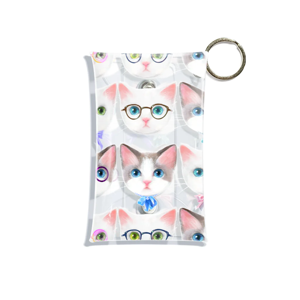 NORIMA'S SHOP のおしゃれなメガネをかけた猫たちのイラスト Mini Clear Multipurpose Case