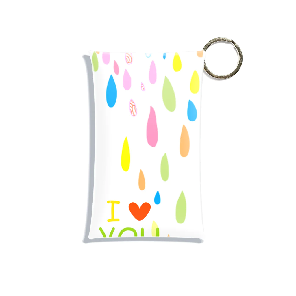 アルパカショップのカラフル雨粒のILoveYou Mini Clear Multipurpose Case