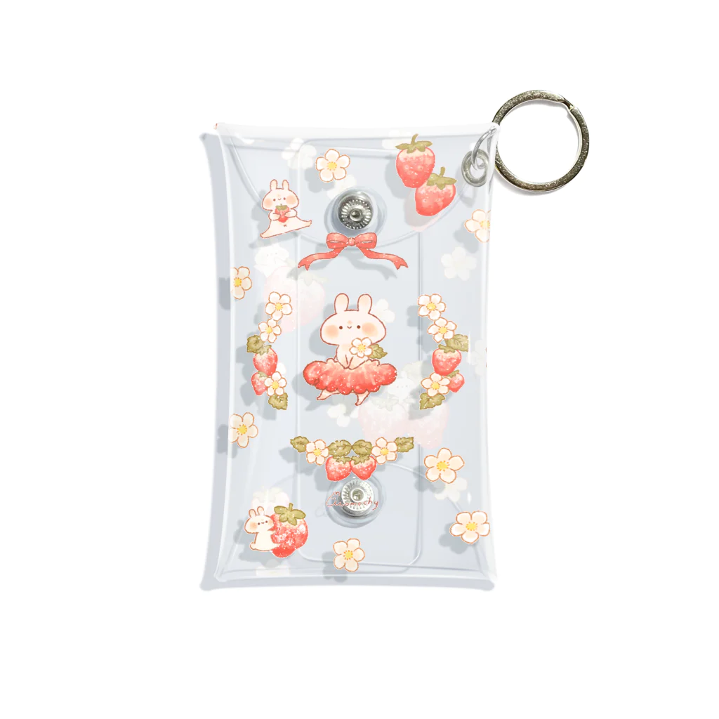 ＊momochy shop＊のいちごとうさぎ Mini Clear Multipurpose Case