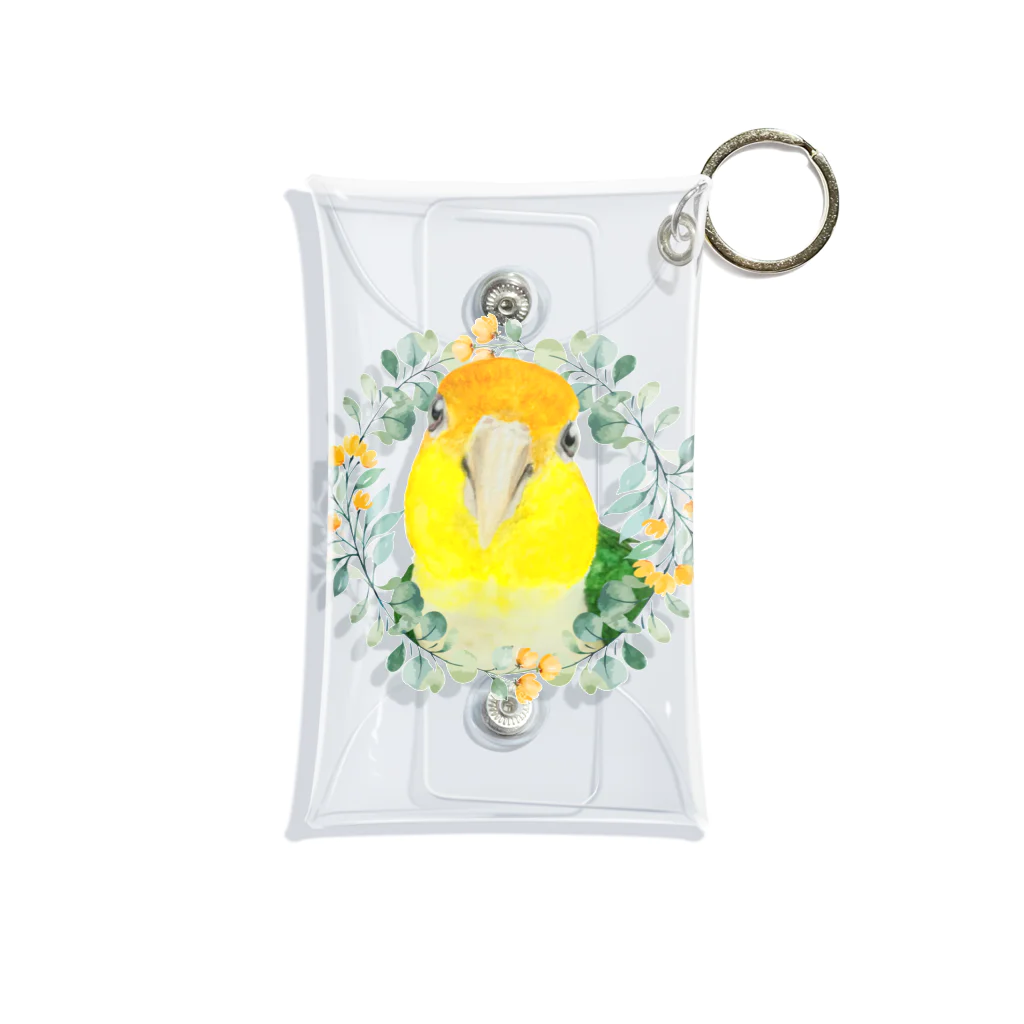 mariechan_koboの031 シロハラインコ オレンジ小花のリース Mini Clear Multipurpose Case