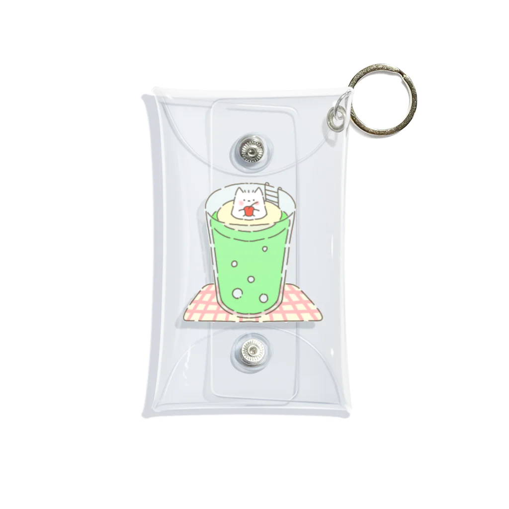 ぱ！のふわふわねこ クリームソーダ Mini Clear Multipurpose Case