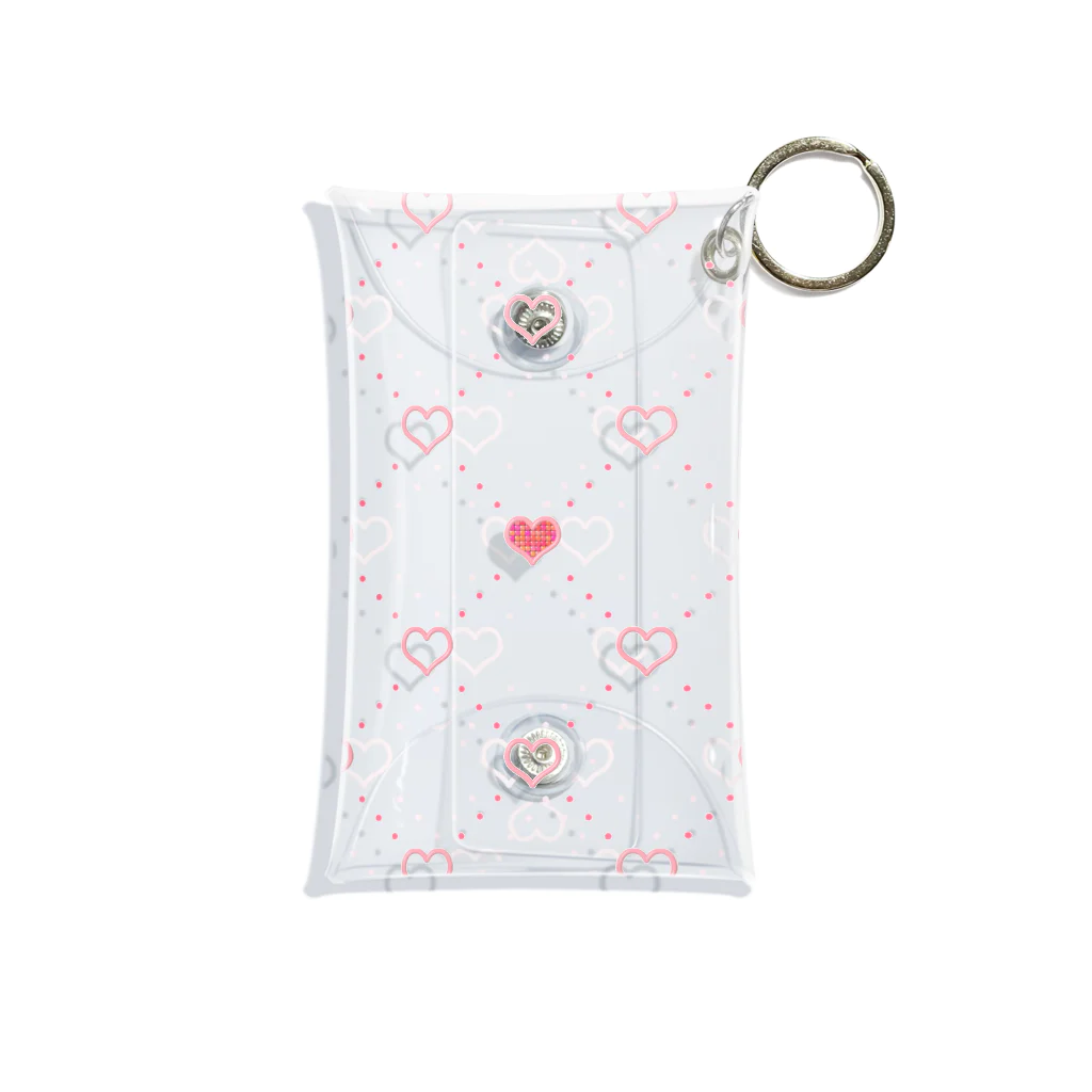 Charmyraのdiagonal grid-heart_mini_clr_pk Mini Clear Multipurpose Case