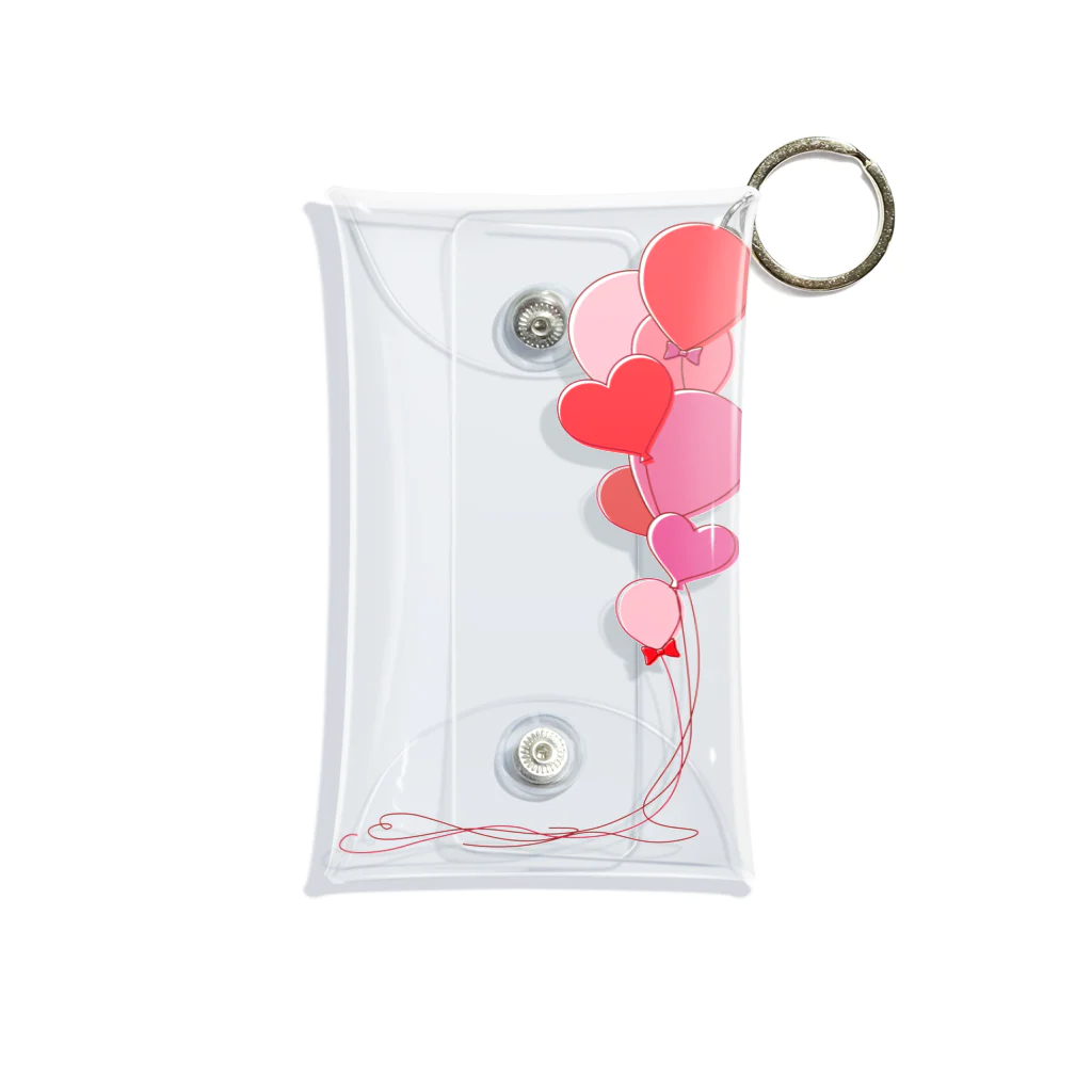 hanaの推し活ショップのred ＆ pink balloons Mini Clear Multipurpose Case