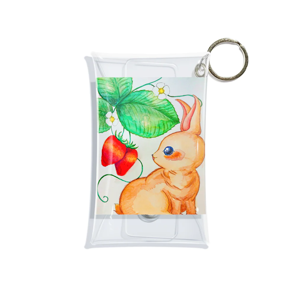 水彩-takaのイチゴ🍓とうさぎ Mini Clear Multipurpose Case