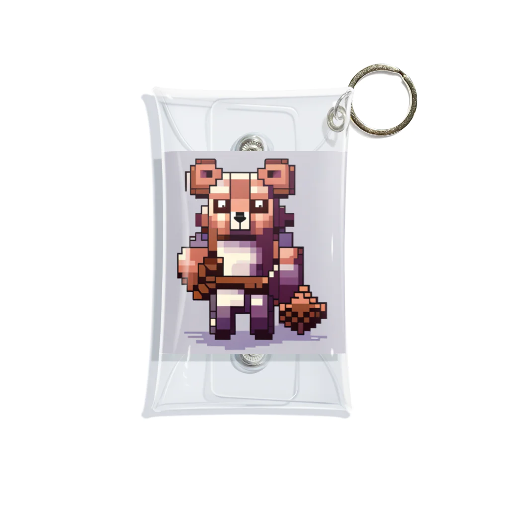 ゆうぴっく・NFTキャラクターグッズのドット絵ー動物戦士メカニック小熊 Mini Clear Multipurpose Case