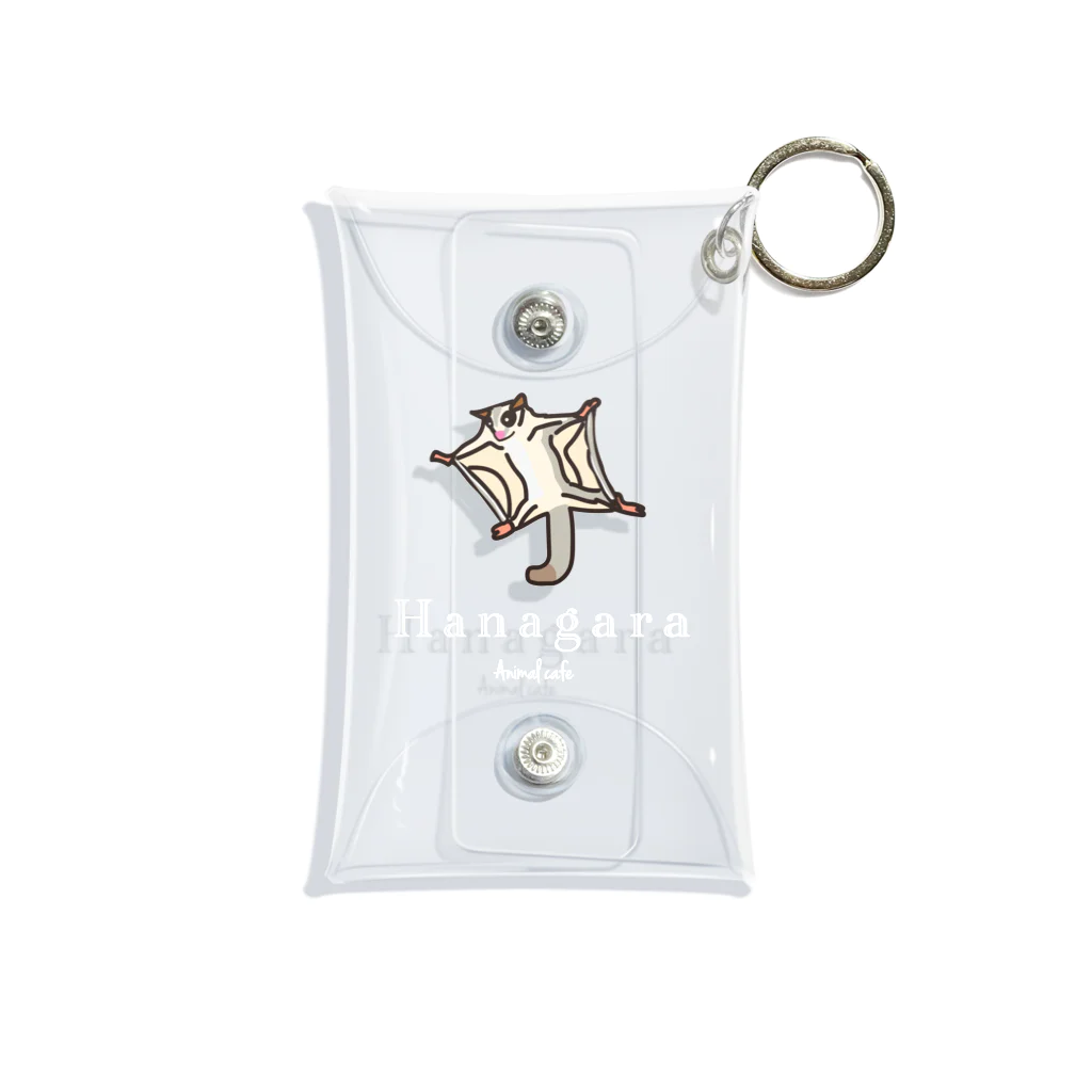 Hanagara animal cafeのモモンガと花柄アニマルカフェのロゴ入り。 Mini Clear Multipurpose Case