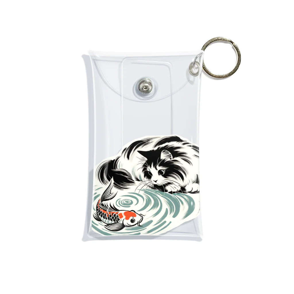 MakotOの猫と鯉（水墨画風） Mini Clear Multipurpose Case