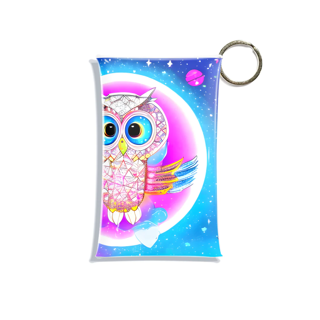 Moichi Designs Shop-2023のフクロウの宇宙飛行士 Mini Clear Multipurpose Case