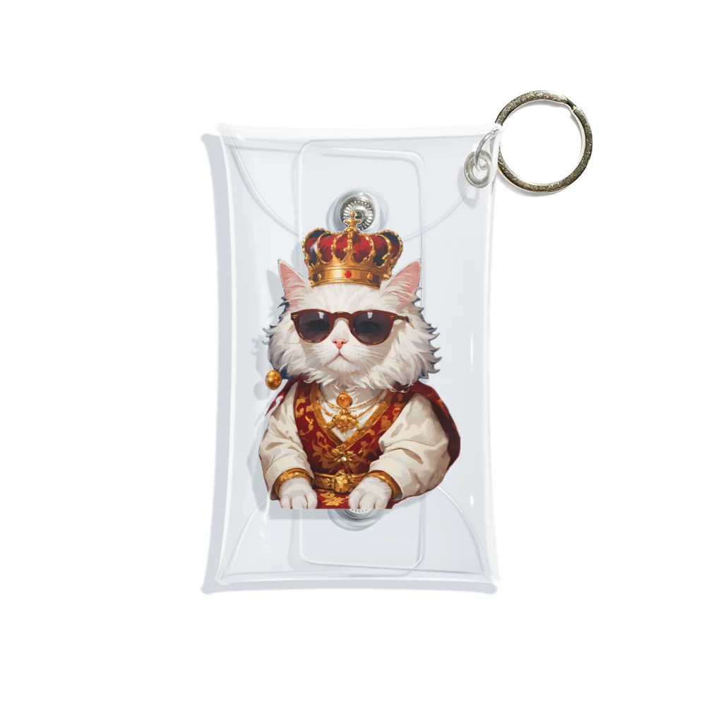 KAMIBUKROのサングラスをかけた王様猫 ミニクリアマルチケース