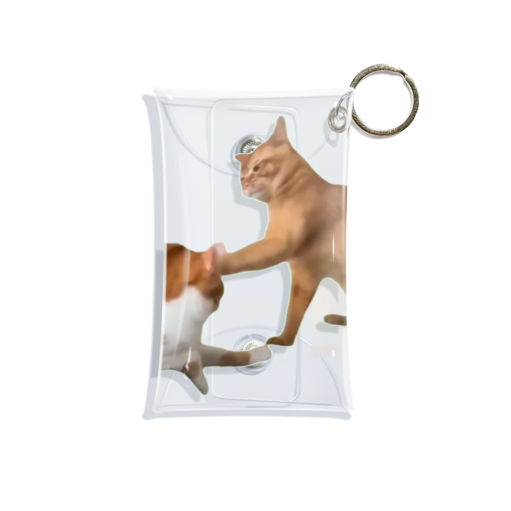 猫ミームグッズの【猫ミーム】叩かれる猫と叩く猫 Mini Clear Multipurpose Case