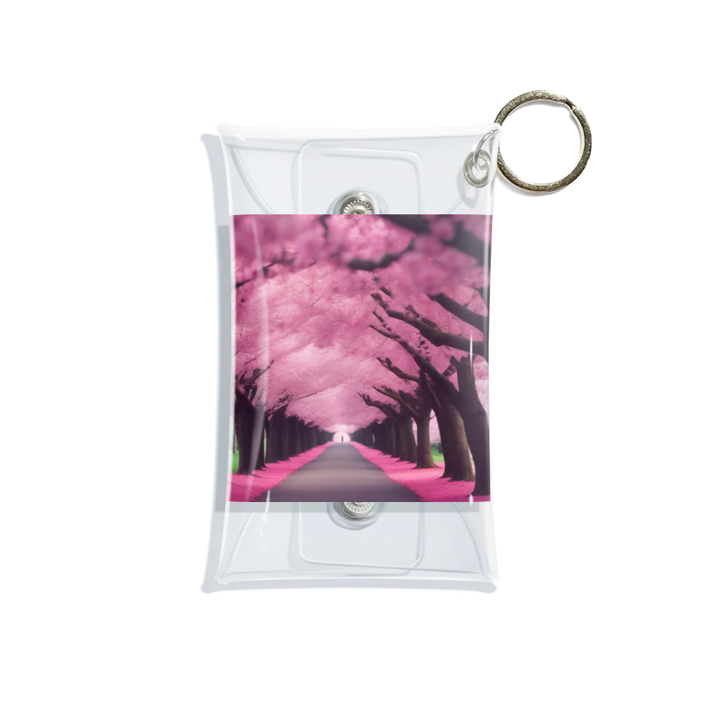 りばーあにまるの満開の桜道 Mini Clear Multipurpose Case