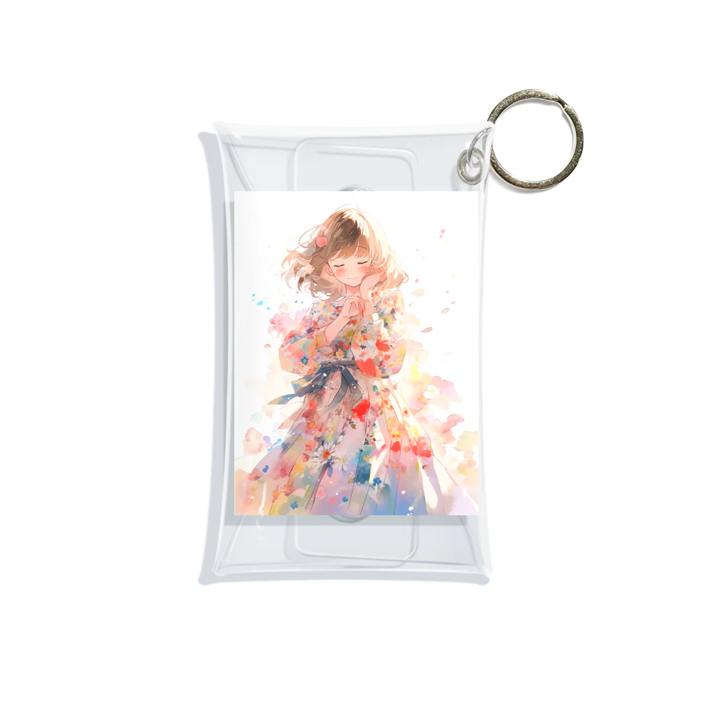 AQUAMETAVERSEの花柄模様の服を着た女性　なでしこ1478 Mini Clear Multipurpose Case