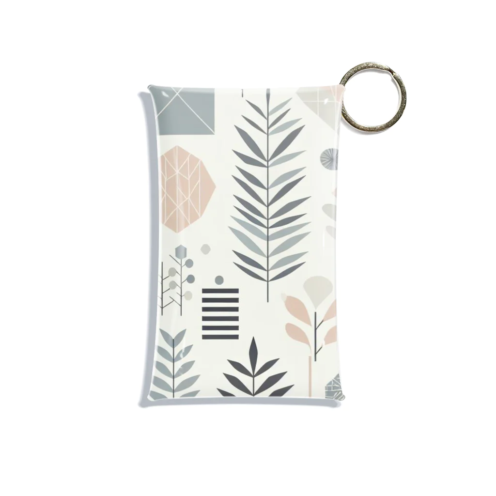 Green__teaのScandinavian Pattern_Leaves Mini Clear Multipurpose Case