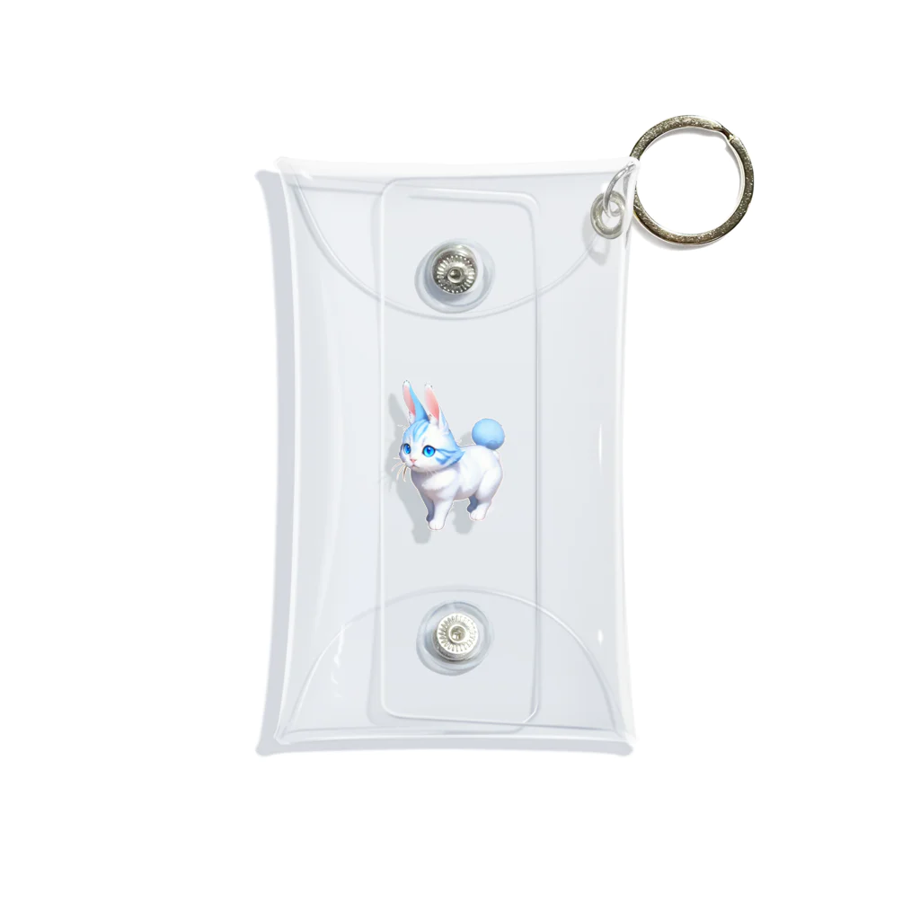 ko_858585のウサギ猫：ブルー Mini Clear Multipurpose Case