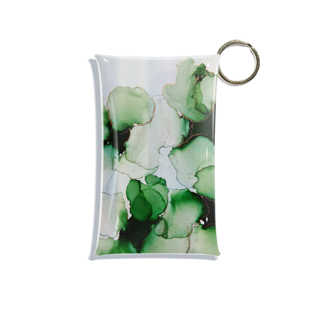 shop hrkのアルコールインクアートスマホケース【green flowers】 Mini Clear Multipurpose Case