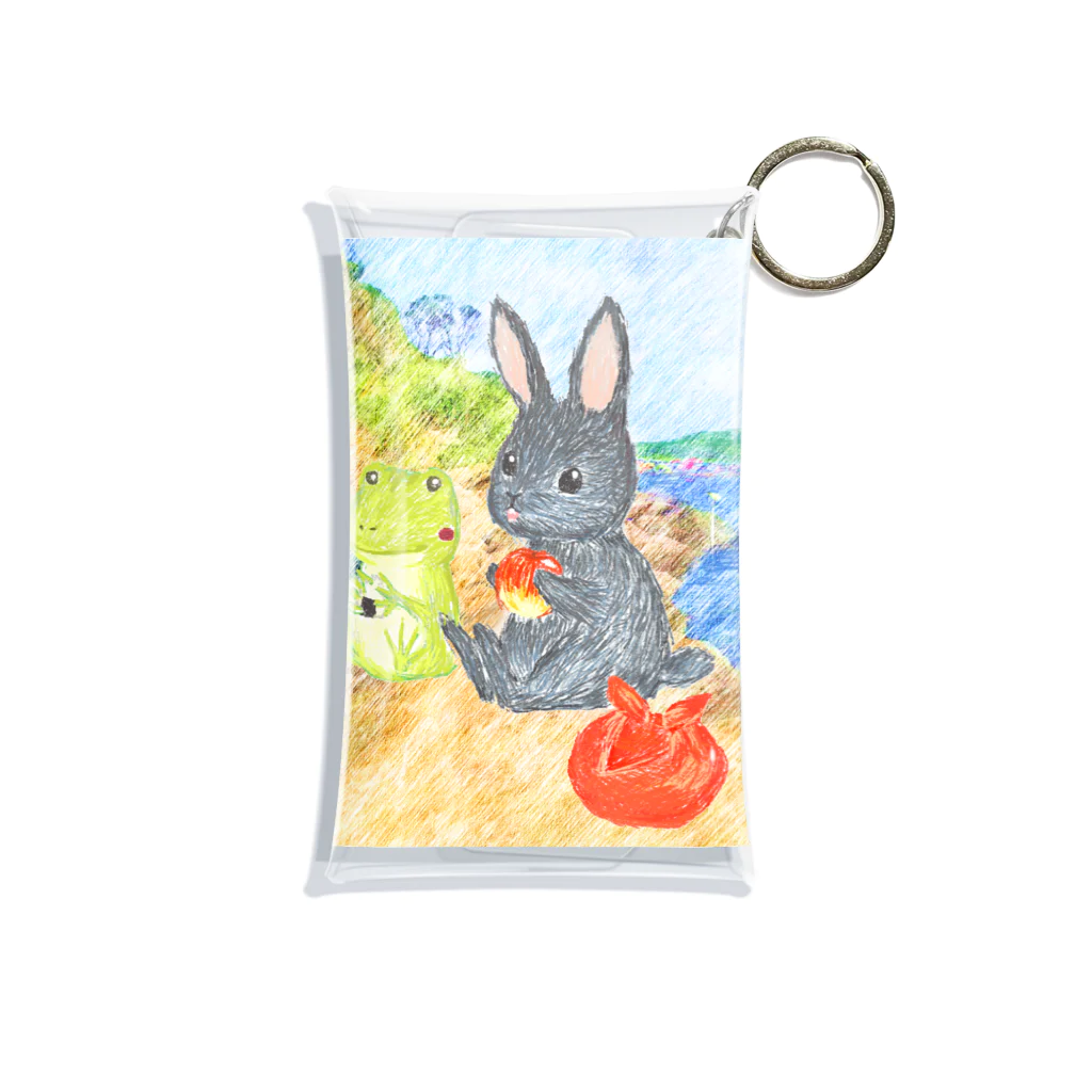 うさぎ石鹸の海辺のパトちゃんとケロちゃん Mini Clear Multipurpose Case