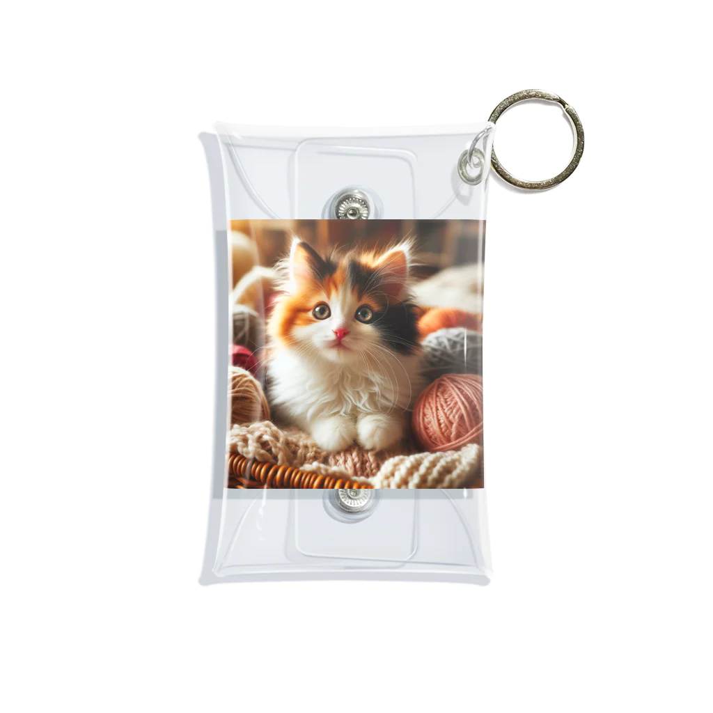 SkyBlueのかわいい三毛猫 Mini Clear Multipurpose Case