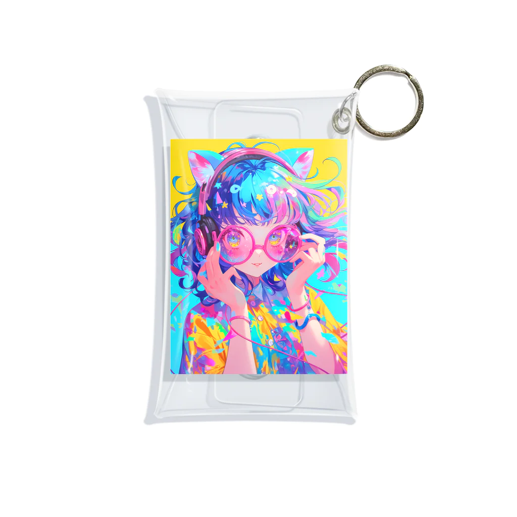 no_mi_Ke08のメガネの可愛い女の子のキャラクター Mini Clear Multipurpose Case