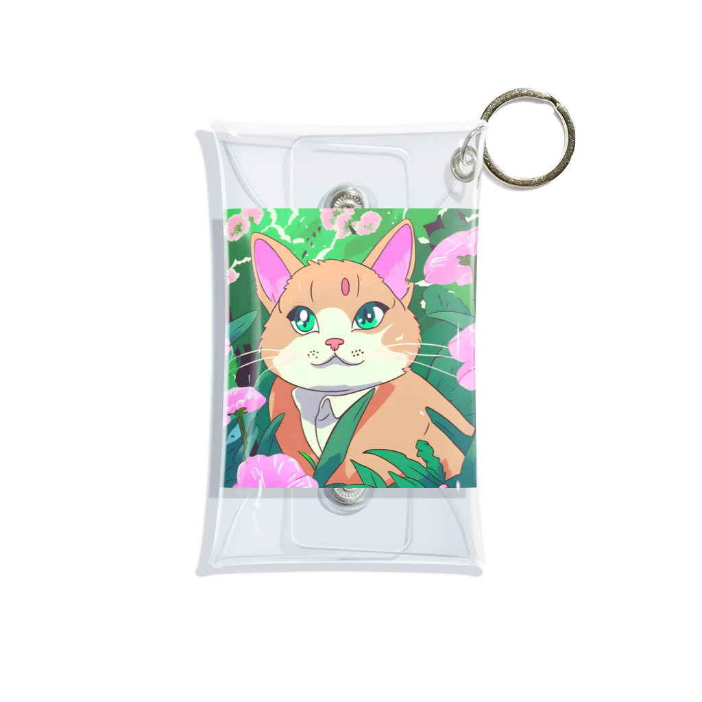 キュート＆クールのアニメ調・花畑の猫 Mini Clear Multipurpose Case