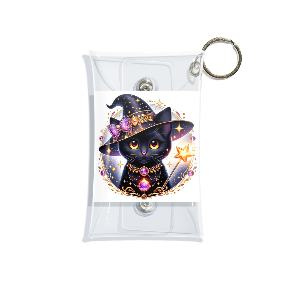 黒猫ギャラリー🐈‍⬛の黒猫の魔法使い Mini Clear Multipurpose Case