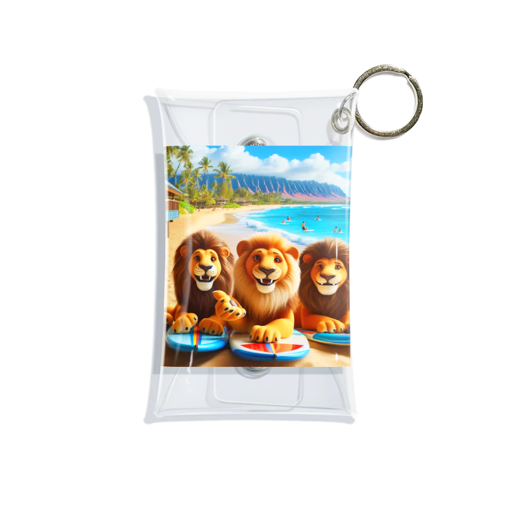 YFCのハワイのリゾートビーチでサーフィンを楽しむ陽気なライオン達④ Mini Clear Multipurpose Case