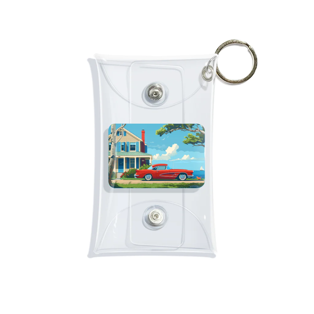 MistyStarkの赤いコルベットと海辺の家　－　red corvette and seaside house　－ Mini Clear Multipurpose Case