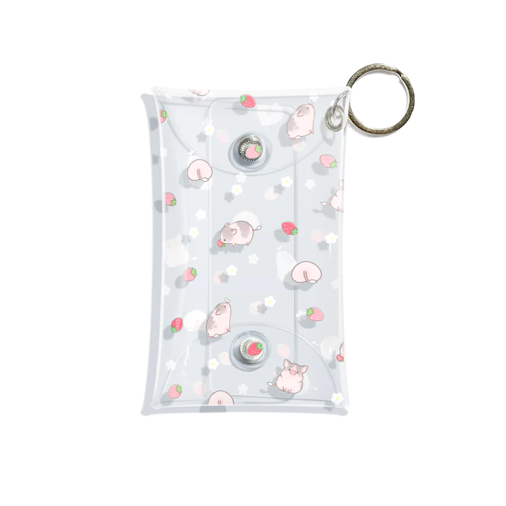 しらたまちゃんSHOPu〜🐽のイチゴとしらたまちゃん（透明） Mini Clear Multipurpose Case