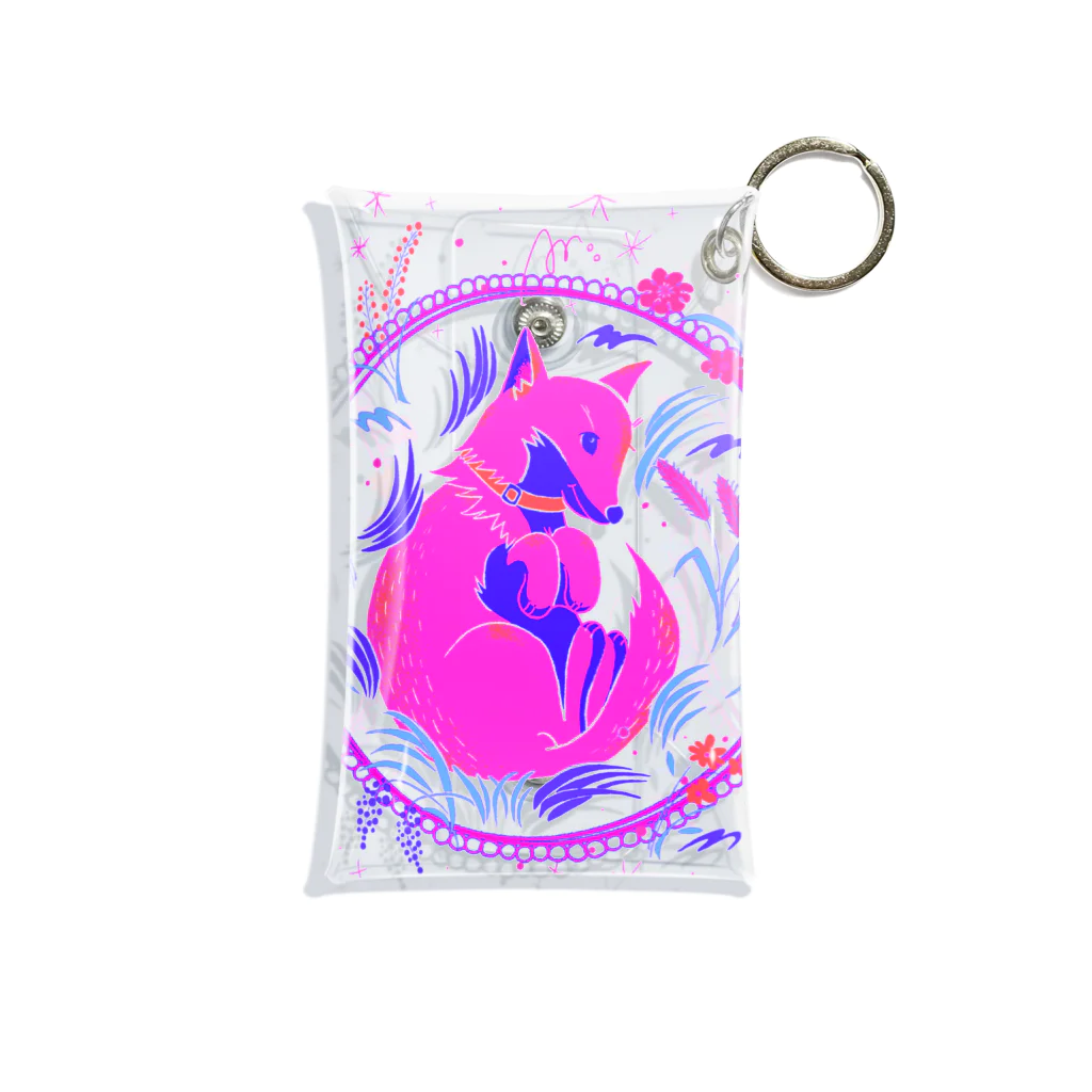 たかはし あいさのキツネ犬のお昼寝(pink) Mini Clear Multipurpose Case