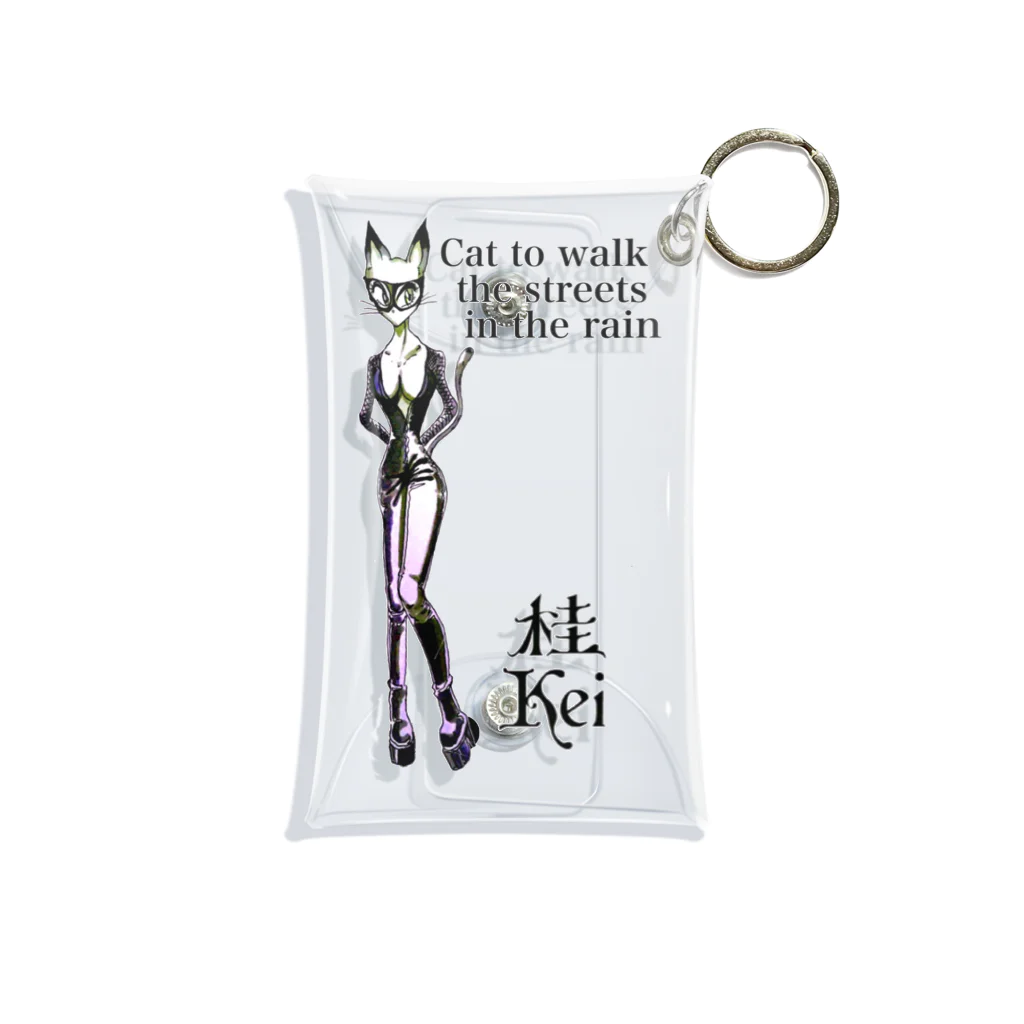 桂Keiの全透過バージョン Cat to walk the streets in the rain. Mini Clear Multipurpose Case