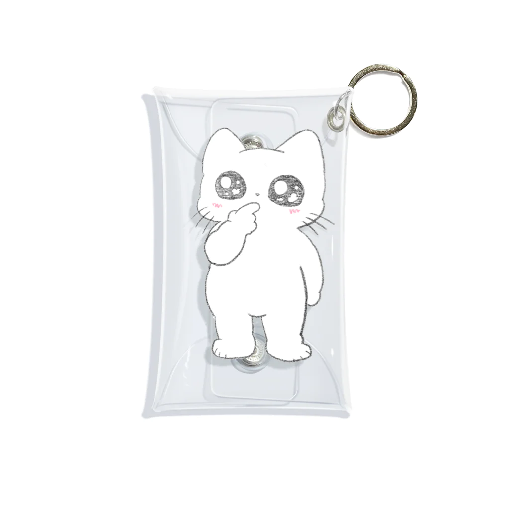 いちごのネコのたってるねこちゃん Mini Clear Multipurpose Case