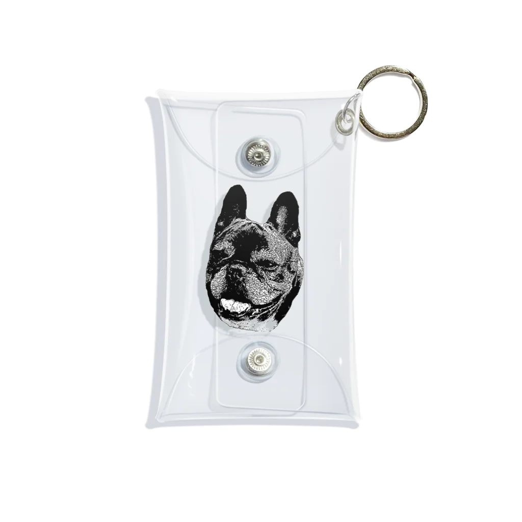 愛犬のドッグフード代を稼ぐTシャツ屋さんのにっこり犬マメ(モノトーン) Mini Clear Multipurpose Case