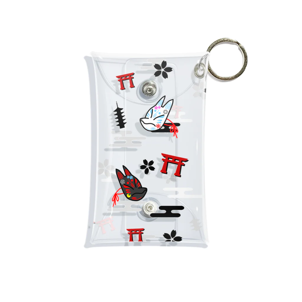 にゃーにゃー組@LINEスタンプ＊絵文字販売中！の狐面 Mini Clear Multipurpose Case