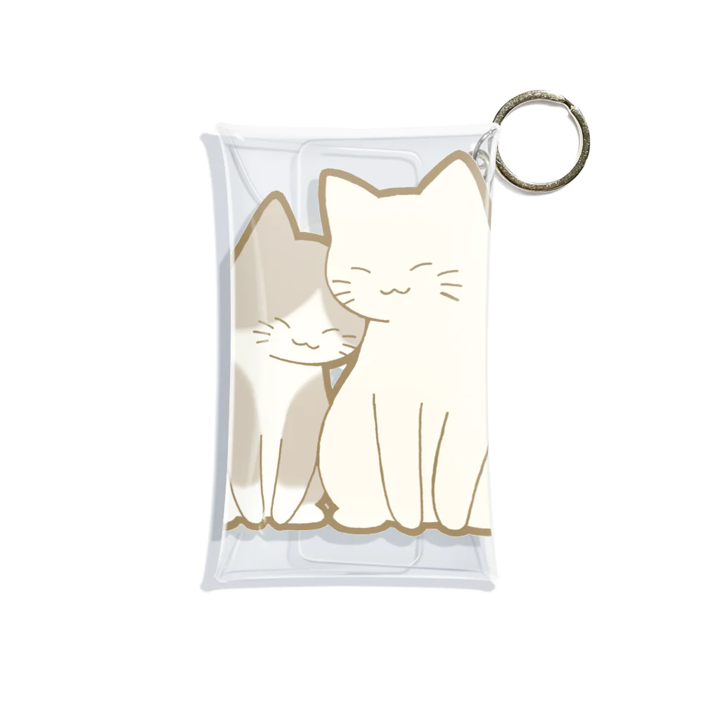 かわいいもののおみせ　いそぎんちゃくの仲良し猫　灰白ハチワレ&白 Mini Clear Multipurpose Case