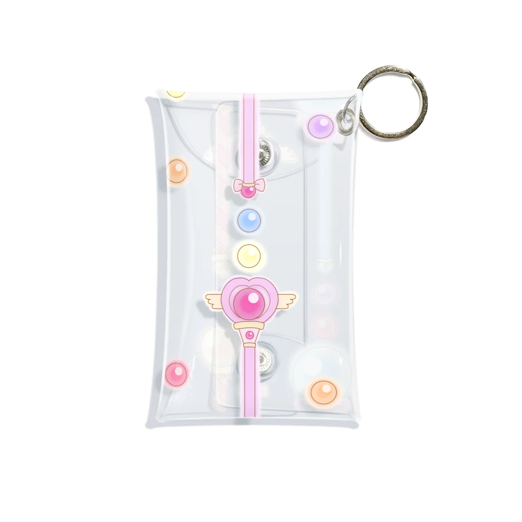 プリズモリイの箱の魔法少女のゆめかわステッキ&パステルカラーの魔法玉石～ストライプ～ Mini Clear Multipurpose Case