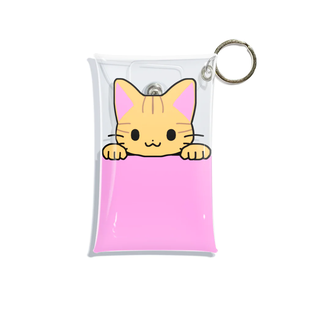 かわいいもののおみせ　いそぎんちゃくのひょっこり茶トラ猫　ピンク Mini Clear Multipurpose Case