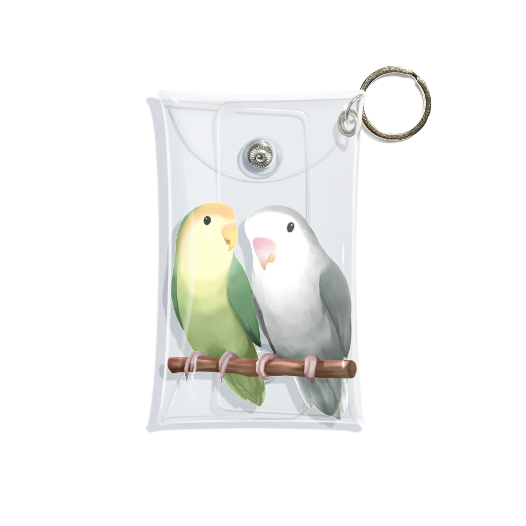 まめるりはことりのコザクラインコ　モーブとオリーブ【まめるりはことり】 Mini Clear Multipurpose Case